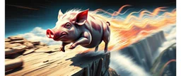 faster than a greased muscle shiny pig on a runaway train jumping over the cliff . speed and energy, goa trance poster