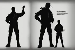 Boy character silhouette with creative trophy with his hand like winner stand on stage