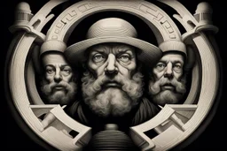 propaganda poster in the style of Rembrandt, Escher and Giger