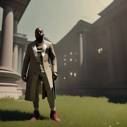 Full body, 3d render, Kanye west, 1800's men style, 1800's men hair style, 1800's men clothes style, hyper realistic, octane render, unreal engine 5, 8k, palace background, uhd