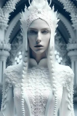 ligeia style white haute couture realistic girl high detais fantasmagoric filter cinematic
