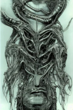 Biomorphic Biomechanical Alien Queen, beautiful face by Giger
