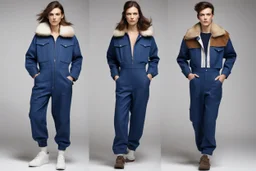 Вариант 2: “Воздушный Инженер” Комбинезон: Темно-синий или серый комбинезон из плотной ткани (например, денима) с множеством карманов и ремней. Комбинезон не обтягивающий, свободного кроя. Топ: Полосатый (белый с синим или белым с коричневым) топ с длинными рукавами. Куртка: Короткая кожаная куртка-бомбер с меховым воротником. Аксессуары: Кожаный шлем пилота с очками-гогглами. Высокие кожаные ботинки на плоской подошве. Большая сумка-мессенджер с инструментами и чертежами.