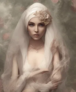 Muslim, veil head Princess, covered totally, long hairs black eyes no top with roses, 8k resolution