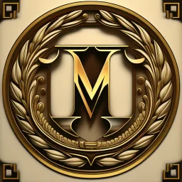 letter M, laurel wreath, roman style