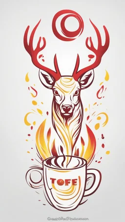 colorful red and yellow logo simple logo illustration for coffee vector art front end magic sharp design soft monochrome dark magic splash t shirt design studio style must have design in vector art deer display . Use Adobe Illustrator to craft the logo with clean lines and a simple yet captivating look. Keep the design centered around the coffee, embodying its uniqueness and charm. The logo should evoke a sense of sophistication and calm. Emphasize a low poly style to add a touch