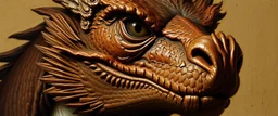 close up portrait painted by Rembrandt, stupid looking dragon
