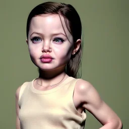 Angelina jolie toddler, full body, soft skin, dramatic lighting, hyper realistic