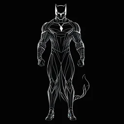 Catman, аrte lineal, fondo negro, cuerpo completo