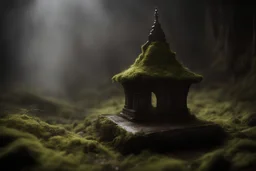 photoreal magnificent dark magical small underground shrine glowing moss on the walls and sparkling dust on the floor and mystical fog rising by lee jeffries, otherworldly creature, in the style of fantasy movies, photorealistic, shot on Hasselblad h6d-400c, zeiss prime lens, bokeh like f/0.8, tilt-shift lens 8k, high detail, smooth render, unreal engine 5, cinema 4d, HDR, dust effect, vivid colors