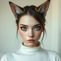 female human with catlike eyes ears and nose