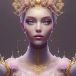 crystal rose beautiful girl smile,utra realistic,highly detailed, gold, pink, jewels, lace, masterpiece, delicate detailed, sharp focus, insanely detailed, fantasy art, intricate detailed, elegant, fog, Special Lighting, Vibrant, color Scheme, forest, unreal engine 5, trending on artstation