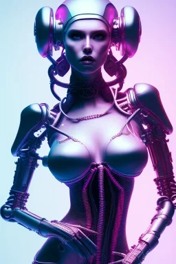 cyberpunk, pink latex body, women, body portrai, big boobs, highlight eyes perfect, skin, tron, cyborg, perfekt sexy, real, dream, hr giger