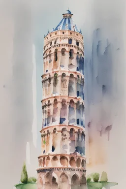 Torre Pendente di Pisa,watercolor ,pattern,4k