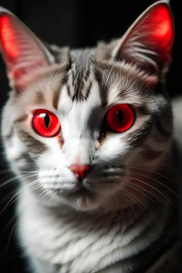 A cat with three red eyes