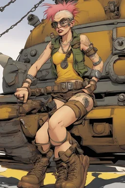 tank girl big boots reslistic sit on mechanic sputnik sphere vehicule