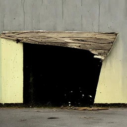 Minimal contemporary abstract oil paintings of desolate 1960s carpark with road markings and concrete fragments. Overlay with grungy typography graphics. style of Justin Mortimer and Francis Bacon.