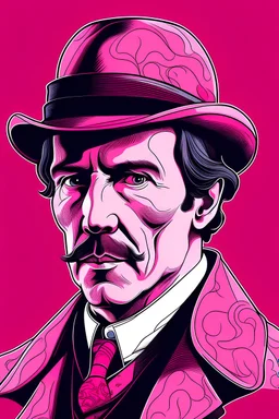 portrair of sherlock holmes in pink color