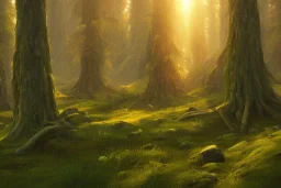 forest trees sunshine mountains