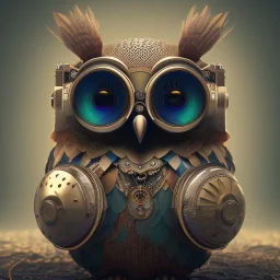 Steampunk Owl, extreme detail, Photorealism, macro lens 70mm,bokeh, cinema4d, HDR, 8k, unreal engine 5