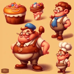 a cartoon character thirty years old confectioner , an ultrafine detailed painting by senior character artist, featured on polycount, sots art, artstation hd, 2d game art, behance hd