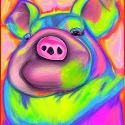 Colorful sketch of pig