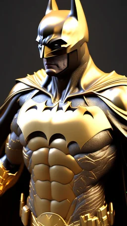 batman made from gold , gold material, gold color, ultra realistic, 4k, ultra detail, full body