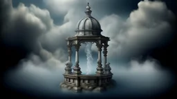 Dreamy mythological picture with the water well in the clouds