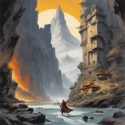 [art by Fritz Leiber] This multi-faceted art project, inspired by the Two Sought Adventure series, showcases a variety of artistic expressions. It includes detailed environment scenes of iconic locations like Lankhmar, epic boss battle illustrations featuring Fafhrd and the Gray Mouser, and humorous fan comics with untold stories. The project also features concept art of original characters, weapons, and locations, combining traditional and digital techniques in mixed media.