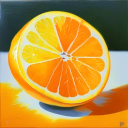 painting of a slice of citrus fruits, oranges realistic, acrylic paint, orange