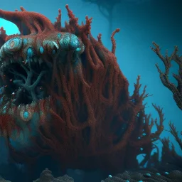 Fluid ink bloody coral creature, unreal engine 5, 8k resolution, photorealistic, ultra detailed