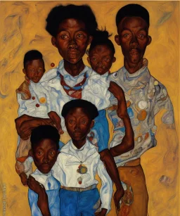 wealthy African American young family by Egon Schiele