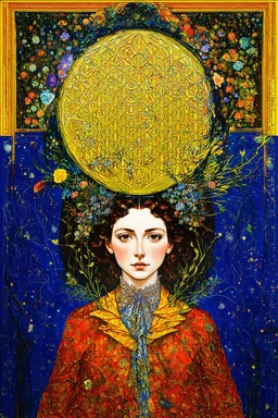 The Flower of Life; Gothic Art contrasting with a surreal background with an admixture of Klimt and Kandinsky