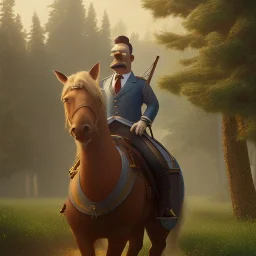 Full body, 3d render, homer simpson 1800's men style, 1800's hair style, 1800's men clothes style,riding horse, hyper realistic, octane render, unreal engine 5, 8k, palace background, uhd