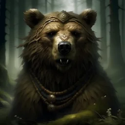 Generate an image of a druid bear called "Baldir, Nature's Fury"