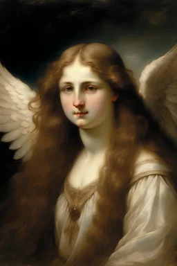 An Angel with long Aubern hair in the style of William Constable