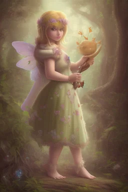 Fat and adorable fairy in Forrest background