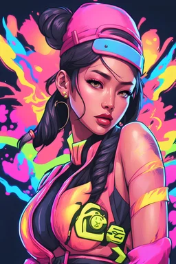 Vietnamese woman in a neon from valorant like outfit with electric powers,veitnamese culture on design,adultswim style, urbancore, one piece style, after hours aesthetic, rap fashion, gen x soft club style, bleach style, hunter x hunter style, jojo style, street fighter style, mortal kombat style, tekken style, kof style, league of legends, 2000s cartoon style, killer instinct style, final fantasy style, todd mcfarlane, mike mignola style., trending on artstation, animation, character design, 2