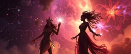 From the shadows, they rise, with a spark in their eyes, Ethereal echoes of a world we once knew, With the glam and the glamor, we reach for the skies, Cosmic rhythms pull us through, [Chorus] Suti came for our world, with the power to ignite, Dancing through the stars, we find our light.