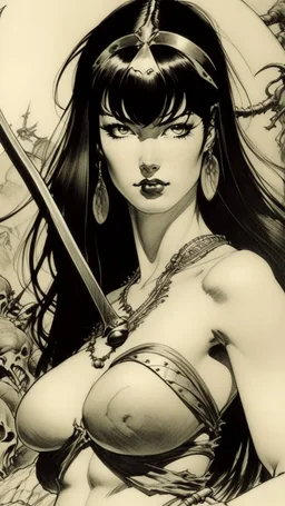 Betty Page art from japanese style 1900 movie. Heavy metal