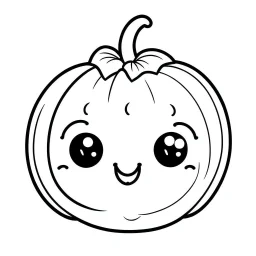 create a 2d black outline, " kawaii pumpkin coloring book for kids", coloring page, low details design, black contour, coloring page design, colorful , card style, coloring page for kids, halloween backgorund,sketch style,