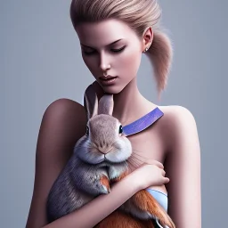 rabbit woman comforting