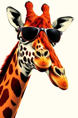 giraffewith sunglasses in the style of warhol