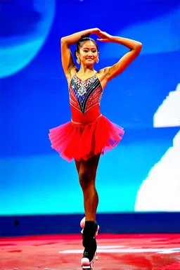 a lovely patinage girl dancer showing her performance in olympics