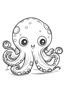 outline art for cute Octopus coloring pages with sitch, white background, Sketch style, full body, only use outline, toddlers style, clean line art, white background, no shadows and clear and well outlined.