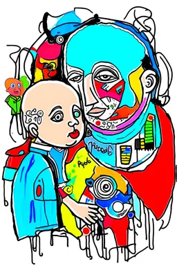expressionism, Pixar style, in abstract art Basquiat, Picasso, Miro, Kandinsky, Klee, Birell, Fairey, Ardon, Buffet and Picasso style, HD --s 750 --v 5.1 --style raw, water color