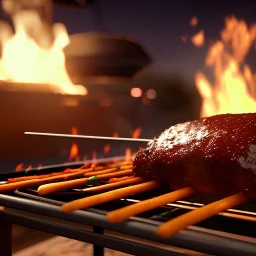 astronaut burning meat barbecue unreal engine 5, octan render