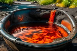 Molten copper in a well in beautiful land