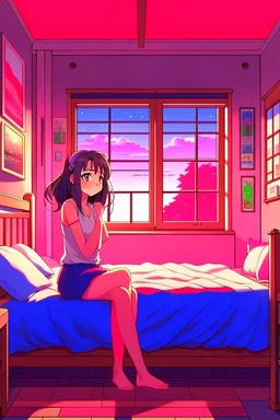 Streamer anime girl in a bedroom