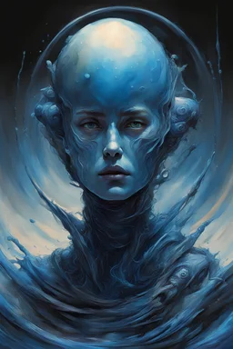 Dune - heads and extremities elongating become vaguely aquatic in appearance, Alexandro Jodorowsy Art,Juan Gimenez Art,Space Art,Sci-Fic Art,Dark Influence,NijiExpress 3D v2,Kinetic Art,Datanoshing,Oil painting,Ink v3,Splash style,eyes blue in blue,Abstract Tech,CyberTech Elements,Epic style,Illustrated v3,Deco Influence,Air Brush style,drawing
